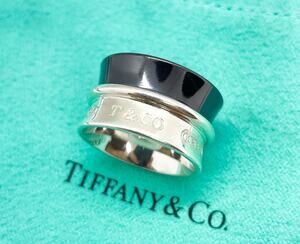 Tiffany & Co. 1837 Titanium Silver Belt Concave Wide Ring Size 4.75